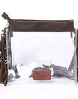 KBG277 Ohlay Western Genuine Leather Hand Tooled Women Clear Bags