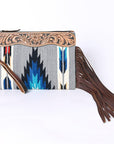 OHLAY WRISTLET Hand Tooled Upcycled Wool Genuine Leather women bag western handbag purse