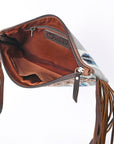 OHLAY WRISTLET Hand Tooled Upcycled Wool Genuine Leather women bag western handbag purse