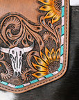 OHLAY KBG313 Cross Body Hand Tooled Hair-On Genuine Leather women bag western handbag purse