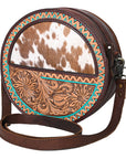 OHLAY KBG315 Canteen Hand Tooled Hair-On Genuine Leather women bag western handbag purse