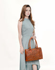 KBG334C Ohlay Western Genuine Leather Hand Tooled Women Tote Bags