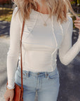 Ribbed Knit Reverse Seam Long Sleeve Top