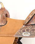 Hilason Western Horse Trail Barrel Floral Racing American Leather Saddle Tan