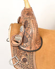 Hilason Western Horse Trail Barrel Floral Racing American Leather Saddle Tan