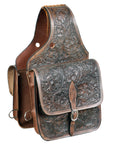 HILASON Western Horse Leather Saddle Bag Heavyduty Traditional Trail Ride Dark Brown