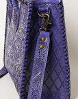 Purple Premium Vegetable Tanned Leather Western Tote Bag For Women Travel Everyday