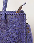 Purple Premium Vegetable Tanned Leather Western Tote Bag For Women Travel Everyday