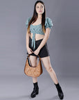 American Darling Hobo Hand Tooled Genuine Leather women bag western handbag purse