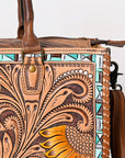 American Darling Briefcase Hand Tooled Genuine Leather Women Bag Western Handbag Purse