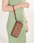 American Darling ADBG1290 Hand Tooled Genuine Leather women bag western handbag purse