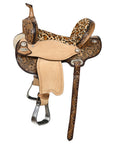HILASON Western Horse Flex Tree Floral Trail Barrel Racing Genuine American Leather Saddle