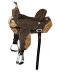 HILASON Western Horse Flex Tree Floral Trail Barrel Racing Genuine American Leather Saddle