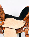 HILASON Horse Barrel Racing Endurance Trail Pleasure Leather Saddle Tan