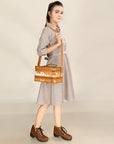 American Darling Jewelry Case Hand Tooled Hair On Genuine Leather Women Bag Western Handbag Purse |
