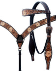 Comfytack Floral Horse Western Leather Breast Collar & Headstall