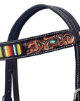 Western Horse Headstall And Floral Beaded Leather Breast Collar