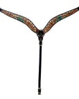 Hilason Horse Floral Hand Painted American Leather Breast Collar Headstall Cactus Brown