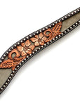 Hilason Horse Floral Hand Carved American Leather Breast Collar Headstall Brown
