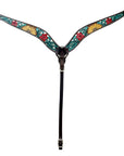 HILASON Western Horse Headstall & Breast Collar American Leather Floral Carving