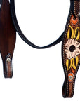 HILASON Western Horse Headstall & Breast Collar American Leather Floral Carving