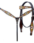 HILASON Western Horse Headstall & Breast Collar American Leather Floral Carving