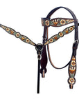 Hand-Carved Leather Western Headstall And Breast Collar Set For Training And Showing