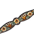 Hilason Horse Floral Hand Painted American Leather Breast Collar Headstall Brown