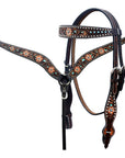 Hand-Carved Leather Western Headstall And Breast Collar Set For Training And Showing