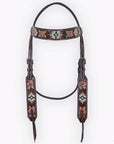 Western Horse Headstall And Floral Beaded Leather Breast Collar