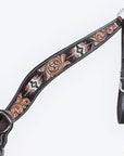 Western Horse Headstall And Floral Beaded Leather Breast Collar