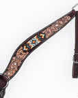 Western Horse Headstall And Floral Beaded Leather Breast Collar