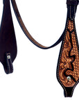 Hilason Horse Floral Hand Carved American Leather Breast Collar Headstall Brown