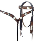 Hand-Carved Leather Western Headstall And Breast Collar Set For Training And Showing