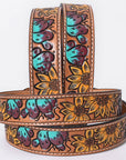 Hand Tooled Vegetable Tanned Authentic American Cowhide Belt For Gentlemen And Ladies