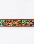 OHLAY Beautifully hand tooled Genuine American Leather Belt Men and Women Painted