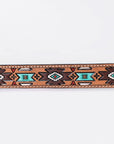 OHLAY Beautifully hand tooled Genuine American Leather Belt Men and Women Painted