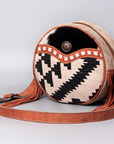 Ohlay Bags OHV119 Canteen Upcycled Wool Canvas Hair-On Genuine Leather Women Bag Western Handbag Purse