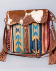 Ohlay Bags OHV120 Cross Body Ii Upcycled Wool Upcycled Canvas Hair-On Genuine Leather Women Bag Western Handbag Purse