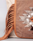 OHLAY Weekender Upcycled Canvas Hair-On Genuine Leather Women Bag Western Handbag Purse | Womens Handbags Belt for Summer