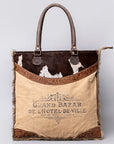 OHLAY OHV130 HOBO Upcycled Canvas Embossed Hair-on Genuine Leather women bag western handbag purse