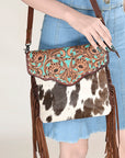Ohlay Bags OHG112 Envelope Hand Tooled Hair-On Genuine Leather Women Bag Western Handbag Purse