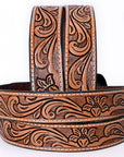 COMFYTACK Western Genuine Leather Belt for Men Women Cowboy Cowgirl Handmade Unisex Full Grain Heavy Duty Floral Tooled Belt