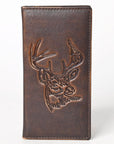 AMERICAN TANNER Genuine Leather Hand Burnished Long Bifold Wallet For Men Women H7 X W3.5 X D0.5