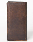 AMERICAN TANNER Genuine Leather Hand Burnished Long Bifold Wallet For Men Women H7 X W3.5 X D0.5