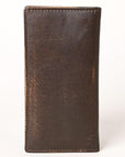 AMERICAN TANNER Genuine Leather Hand Burnished Long Bifold Wallet For Men Women H7 X W3.5 X D0.5