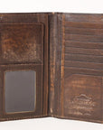 AMERICAN TANNER Genuine Leather Hand Burnished Long Bifold Wallet For Men Women H7 X W3.5 X D0.5