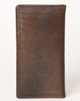 AMERICAN TANNER Genuine Leather Hand Burnished Long Bifold Wallet For Men Women H7 X W3.5 X D0.5