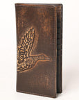 AMERICAN TANNER Genuine Leather Hand Burnished Long Bifold Wallet For Men Women H7 X W3.5 X D0.5