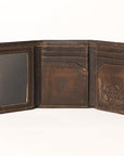 AMERICAN TANNER Genuine Leather Hand Burnished Trifold Wallet For Men Women H4.25 X W3 X D0.5